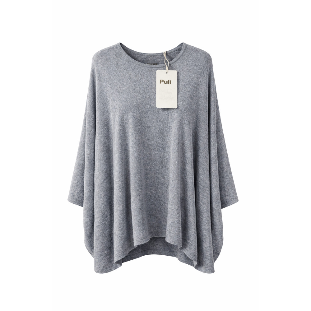 Cozy Minimalist Lounge Poncho Sweater Soft Draped Knit Top Puli Small
